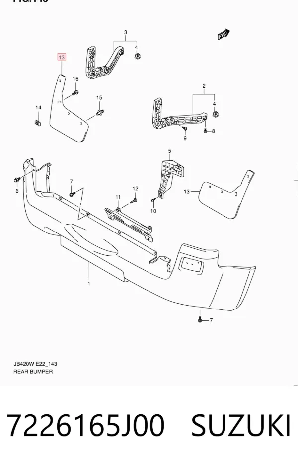 Брызговик задний 7226165J00 Suzuki