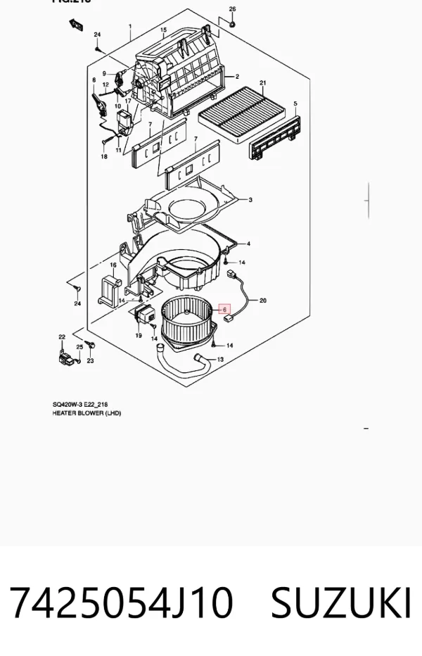 Вентилятор печки 7425054J10 Suzuki