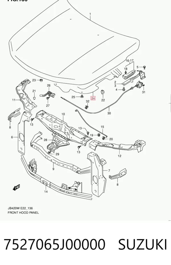 Шумоизоляция капота 7527065J00000 Suzuki