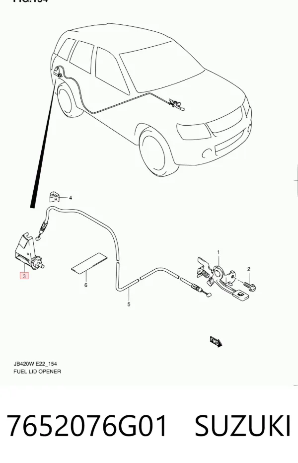 Замок открывания лючка бензобака 7652076G01 Suzuki