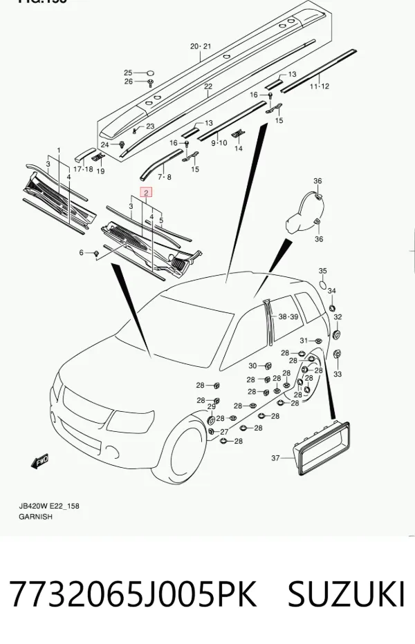 Водосток лобового стекла, жабо 7732065J005PK Suzuki