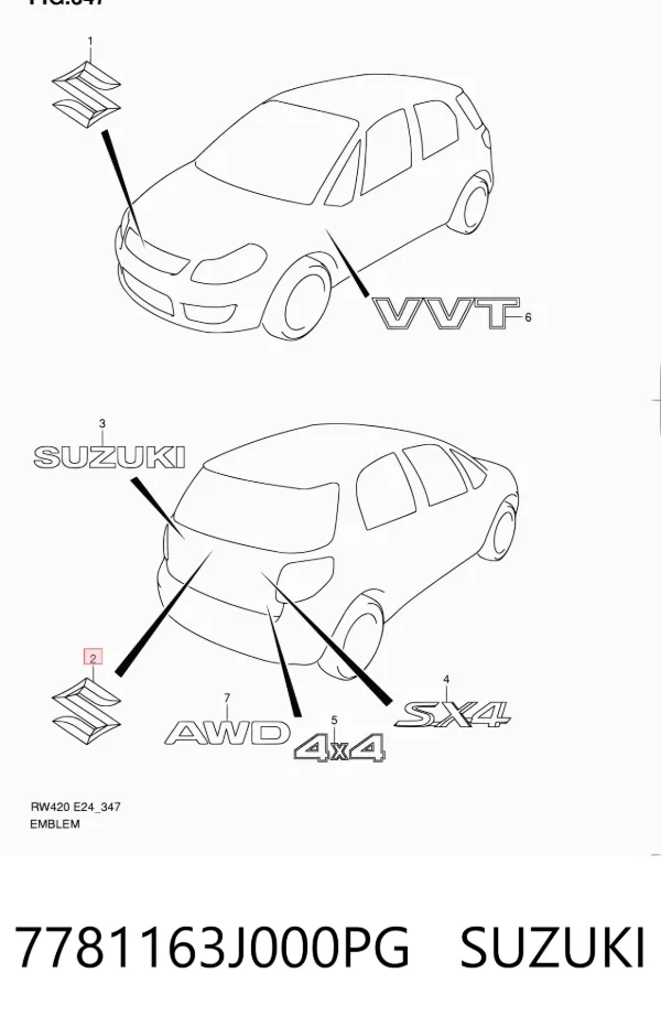 Эмблема крышки багажника 7781163J000PG Suzuki