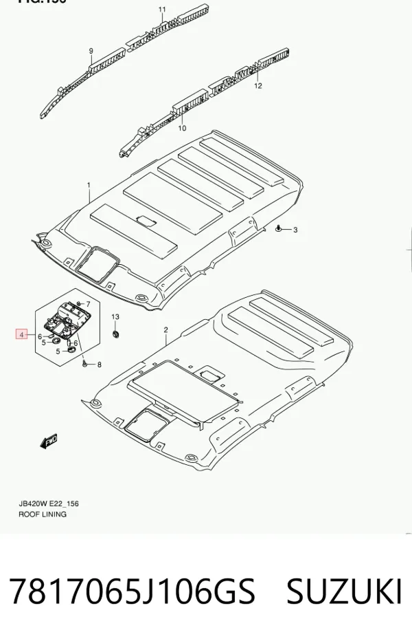 Плафон салона 7817065J106GS Suzuki