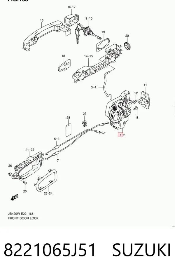 Замок передней правой двери 8221065J51 Suzuki
