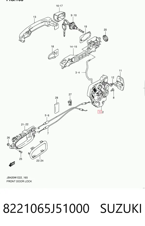 Замок передней правой двери Suzuki Grand Vitara JB