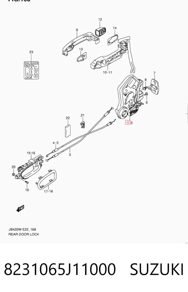 Замок двери задней правой Suzuki Grand Vitara JB
