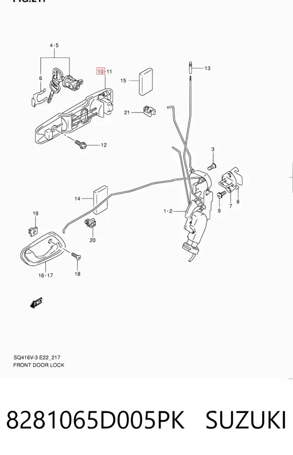 Ручка двери правой наружная передняя/задняя 8281065D005PK Suzuki