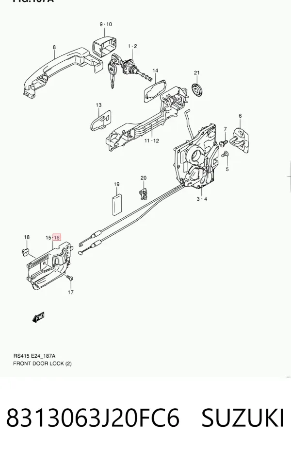 Ручка двери задней внутренняя левая 8313063J20FC6 Suzuki