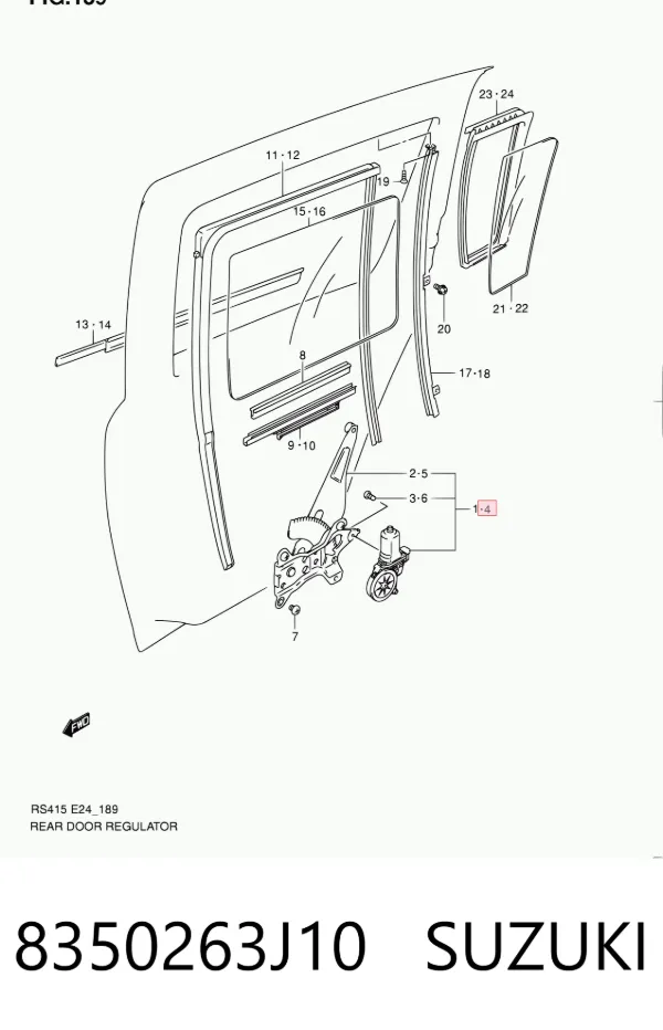 Механизм стеклоподъемника двери задней левой 8350263J10 Suzuki