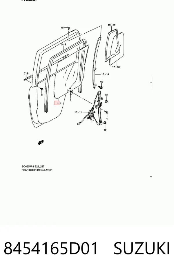 Стекло двери задней правой 8454165D01 Suzuki