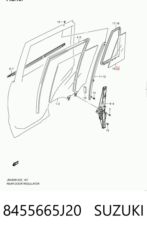 Стекло-форточка двери задней левой 8455665J20 Suzuki