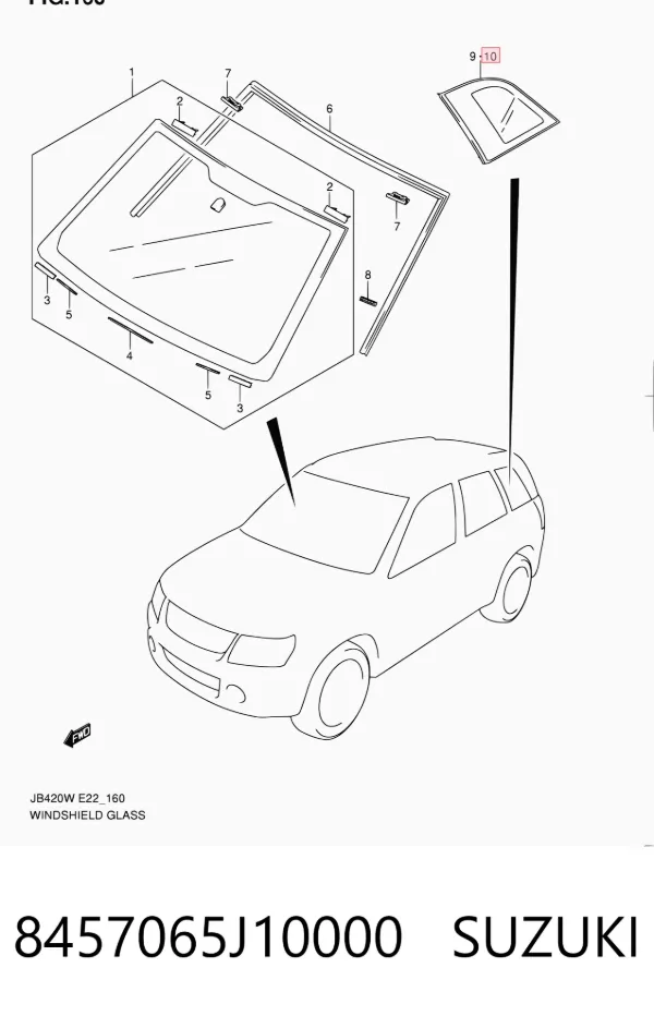 Стекло кузова (багажного отсека) левое 8457065J10000 Suzuki