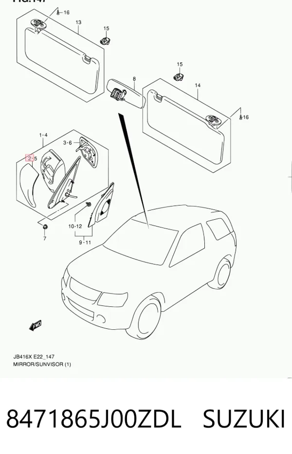 Накладка (крышка) зеркала заднего вида правая 8471865J00ZDL Suzuki