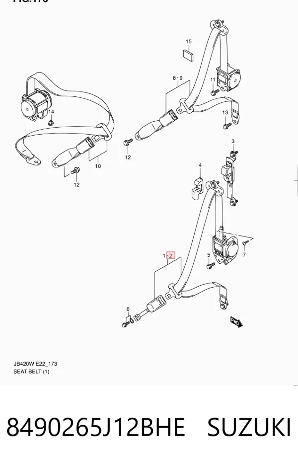 Левый ремень безопасности 8490265J12BHE Suzuki