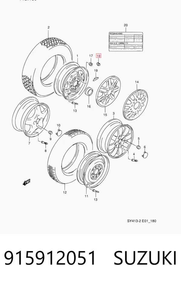 Гайки колесные 915912051 Suzuki
