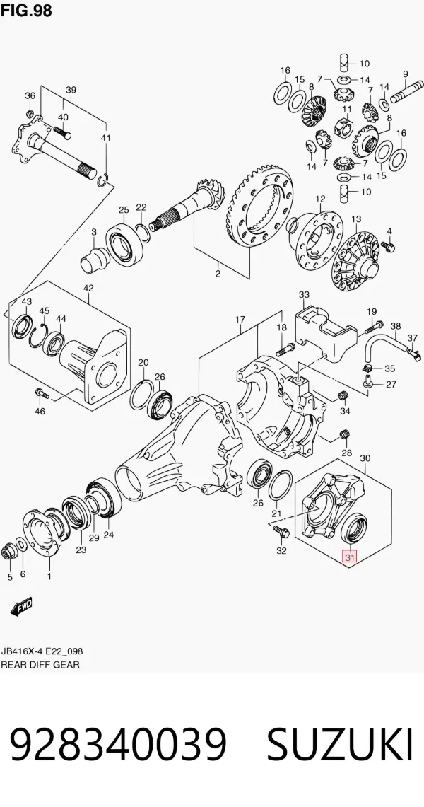 Правый сальник полуоси 928340039 Suzuki