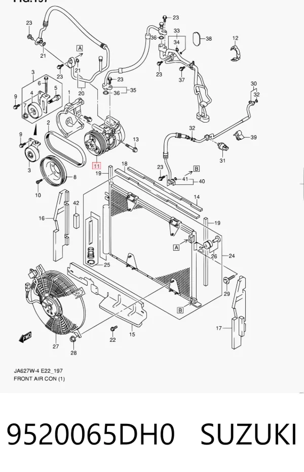 Компрессор кондиционера 9520065DH0 Suzuki