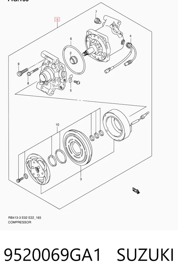 Компрессор кондиционера 9520069GA1 Suzuki