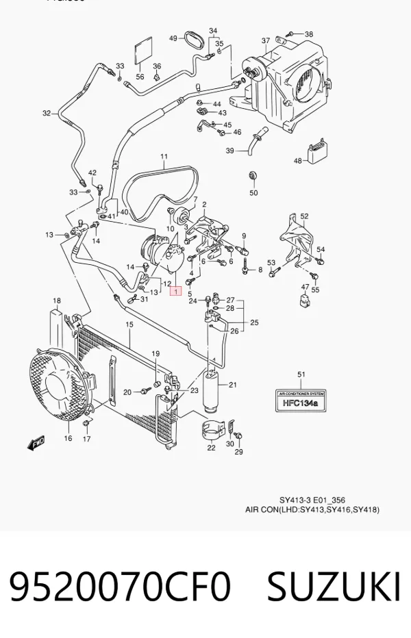 Компрессор кондиционера 9520070CF0 Suzuki