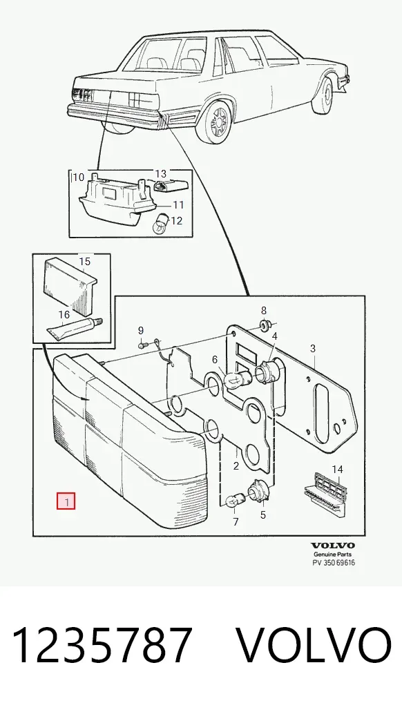 Фонарь задний левый 1235787 Volvo