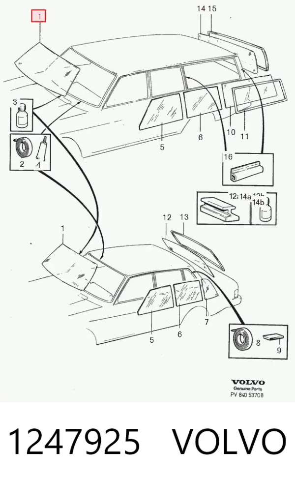 Лобовое стекло 1247925 Volvo