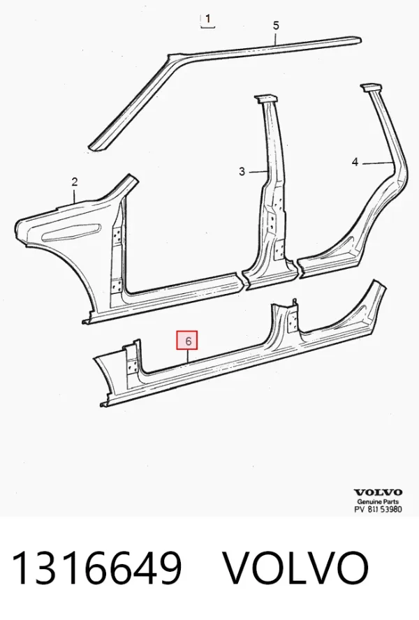 Порог внешний правый 1316649 Volvo
