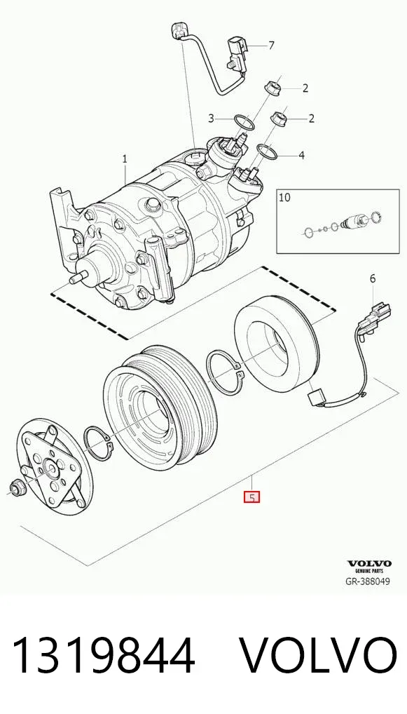 Шкив компрессора кондиционера 1319844 Volvo