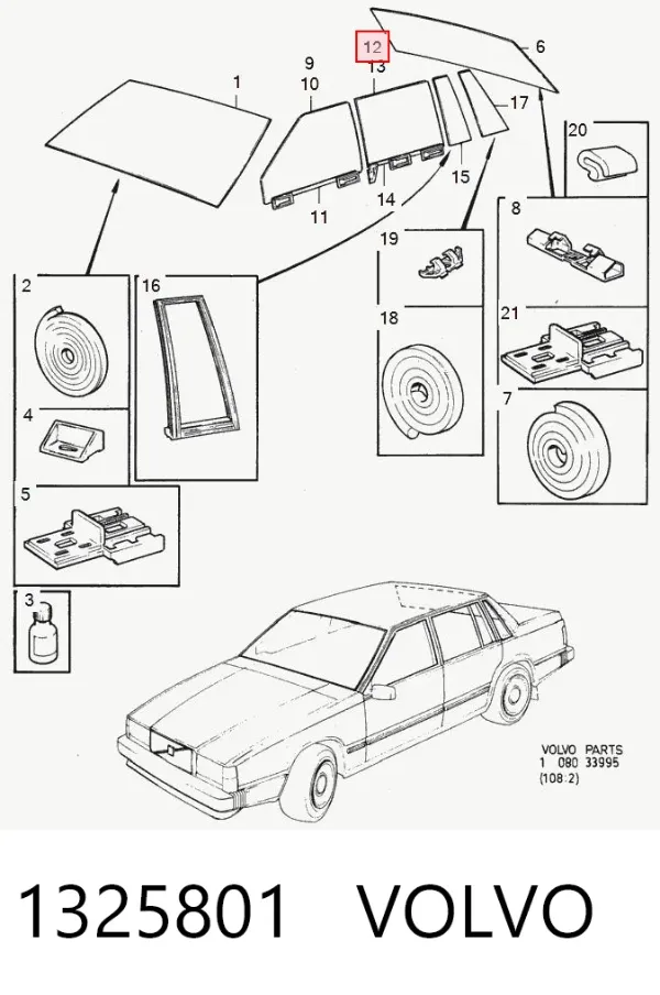 Стекло двери задней левой 1325801 Volvo