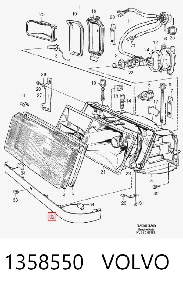 Ресничка (накладка) левой фары 1358550 Volvo