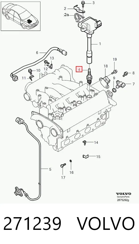Свечи зажигания 271239 Volvo
