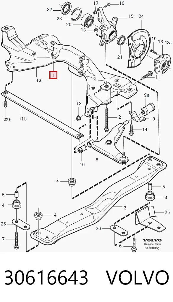 Подрамник передний 30616643 Volvo