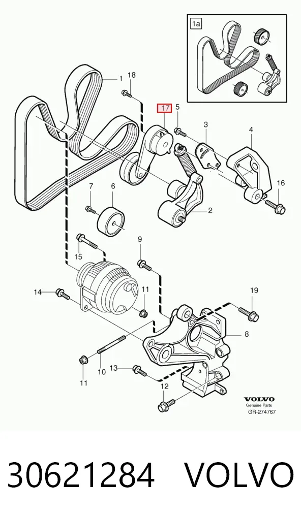 Натяжитель приводного ремня 30621284 Volvo