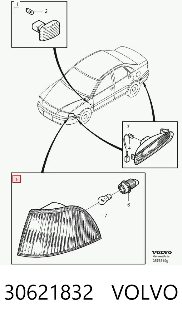 Поворотник правый 30621832 Volvo