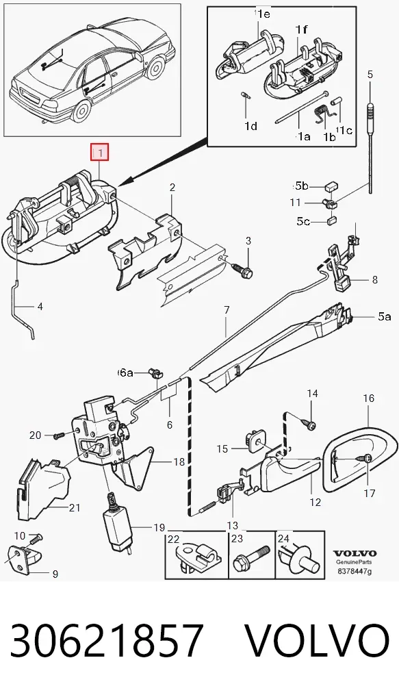 Ручка двери задней наружная левая 30621857 Volvo