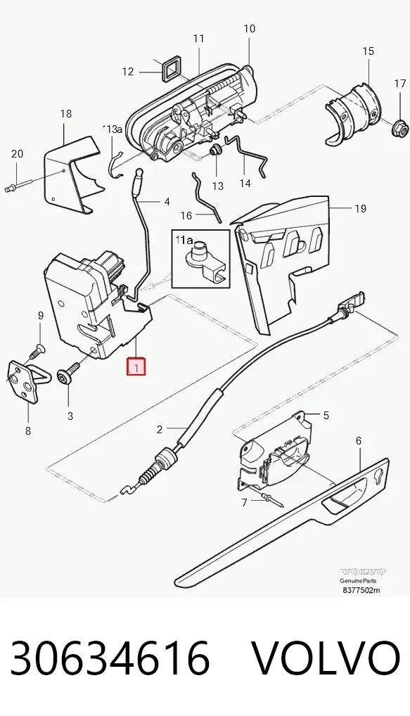 Замок передней правой двери Volvo S80 I