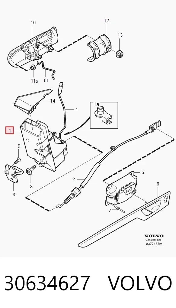 Замок двери задней правой Volvo S80 I