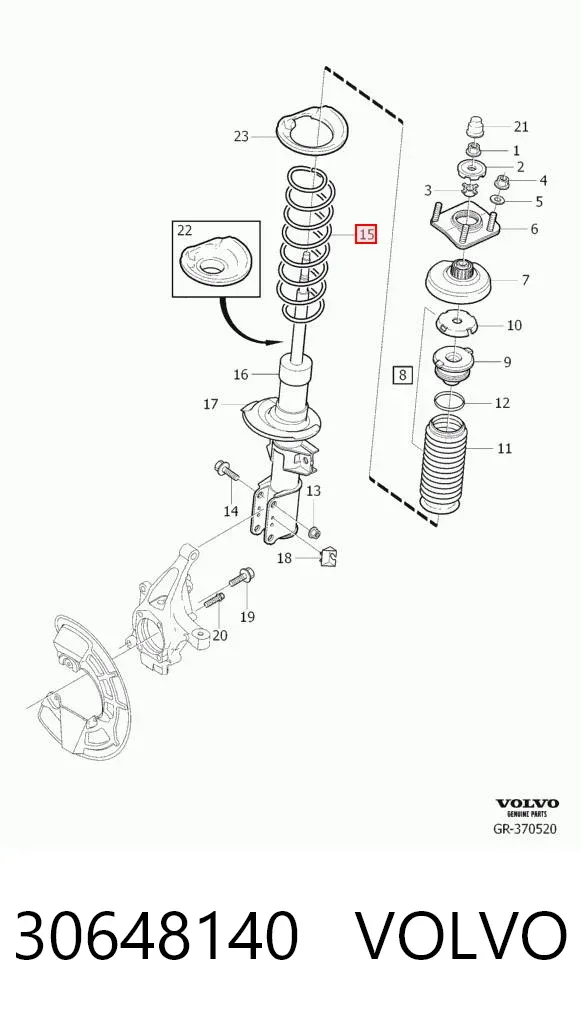 Передняя пружина 30648140 Volvo