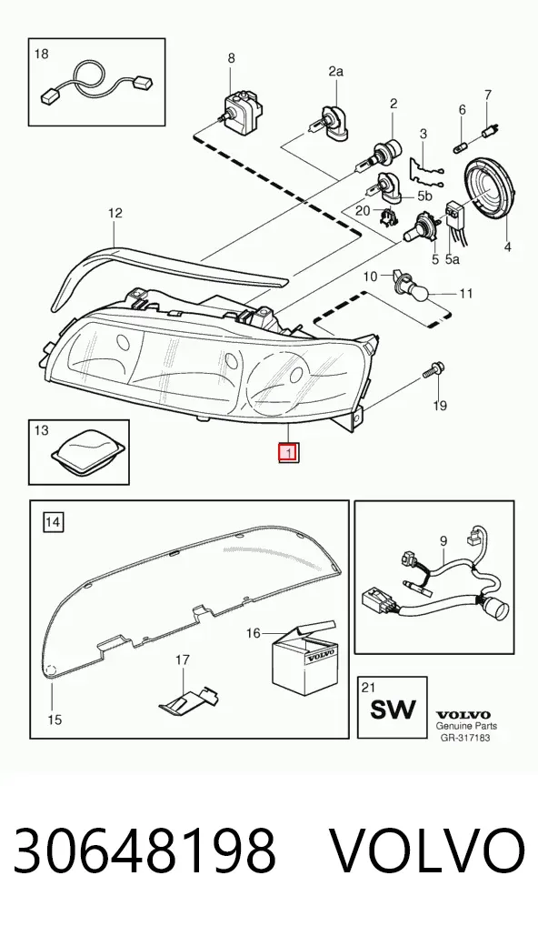 Левая фара 30648198 Volvo