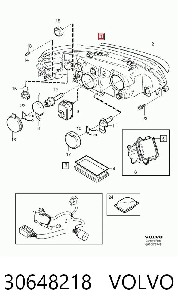 Левая фара 30648218 Volvo