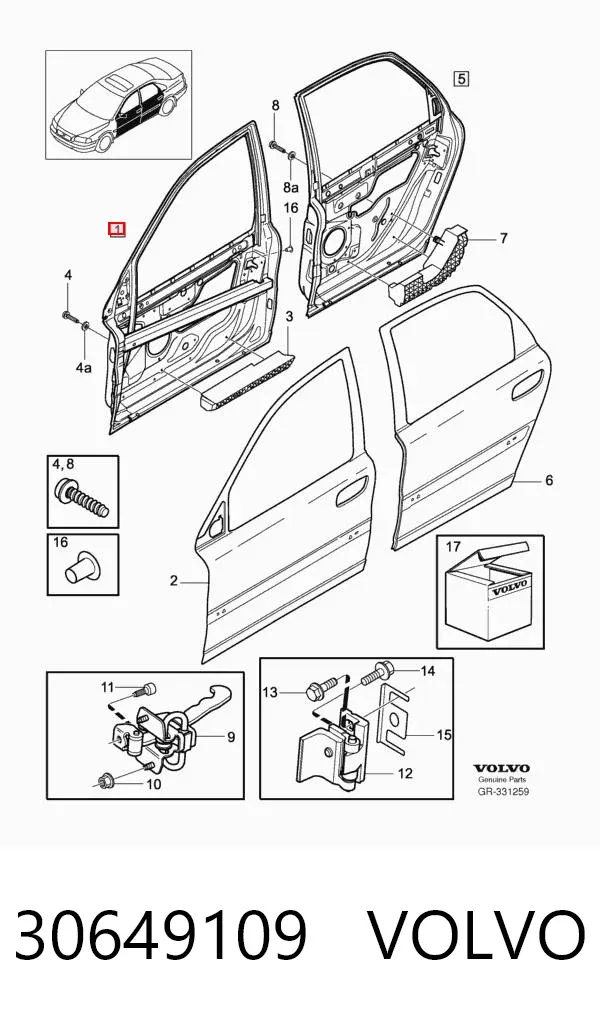 Дверь передняя левая 30649109 Volvo
