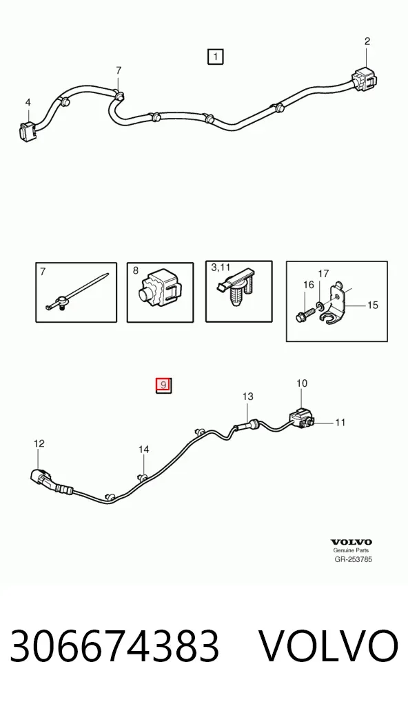 Провод датчика АБС задний правый 306674383 Volvo