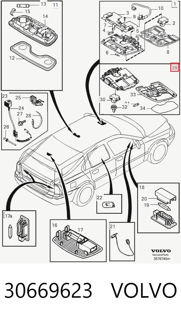Плафон салона 30669623 Volvo