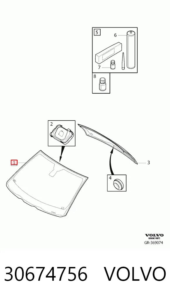 Лобовое стекло 30674756 Volvo