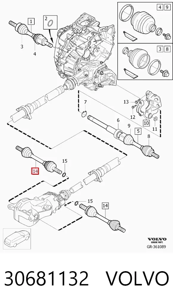 Задняя полуось 30681132 Volvo