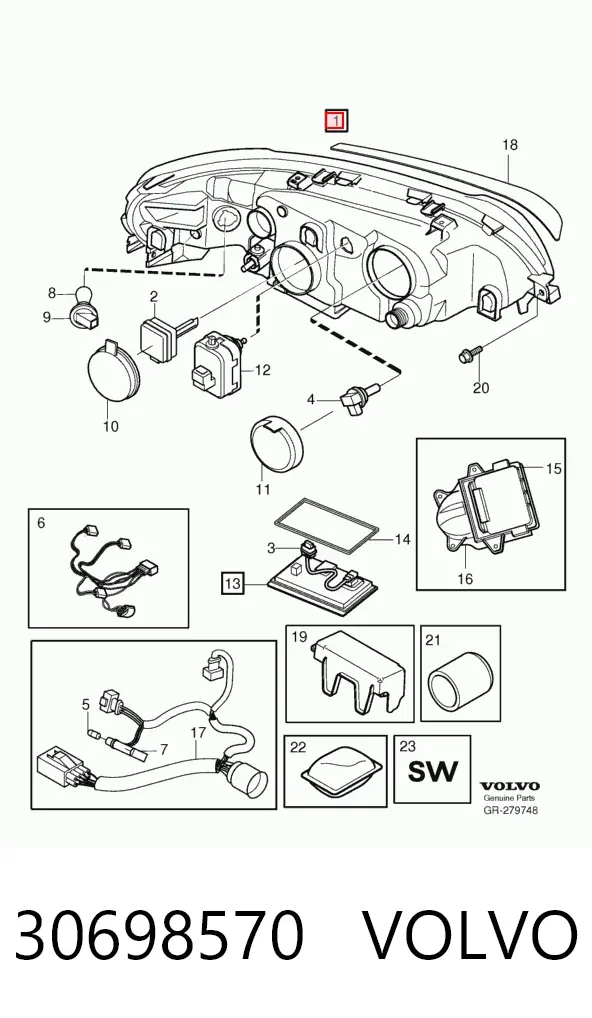Левая фара 30698570 Volvo