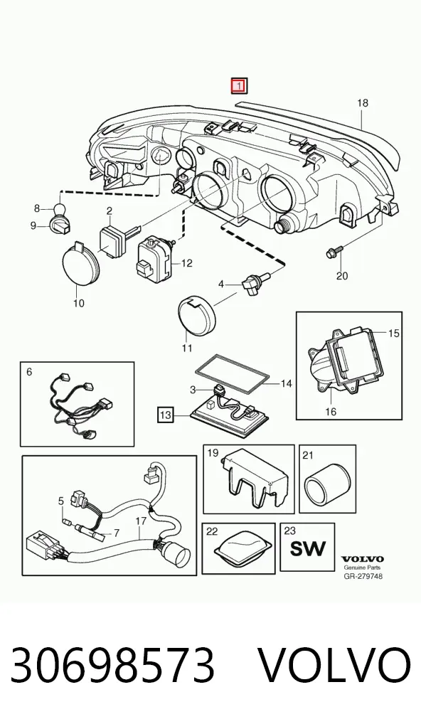 Правая фара 30698573 Volvo