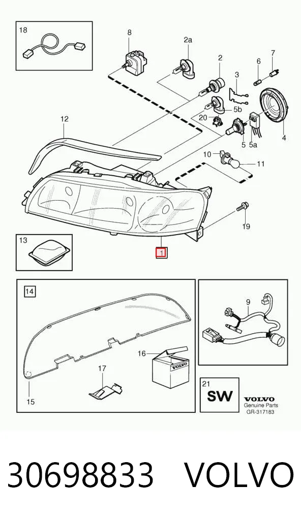 Левая фара 30698833 Volvo