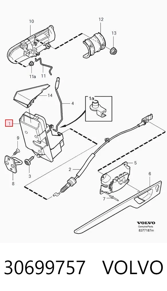 Замок двери задней правой 30699757 Volvo