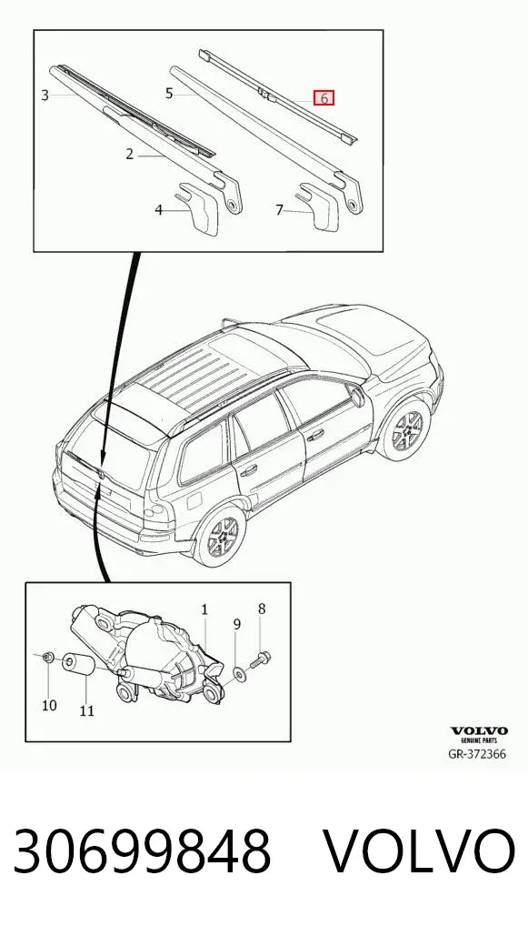 Дворник задний 30699848 Volvo