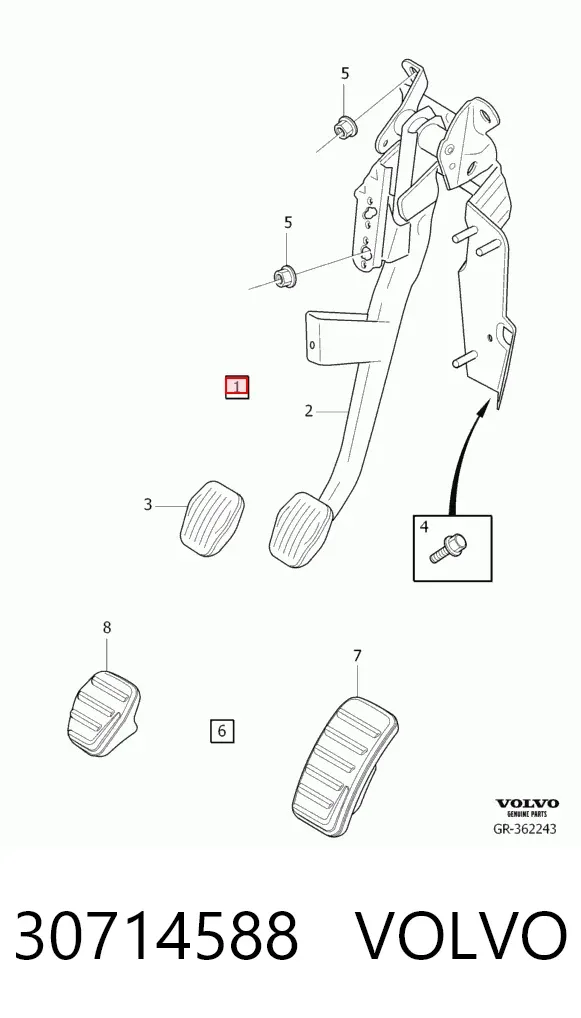 Педаль тормоза 30714588 Volvo